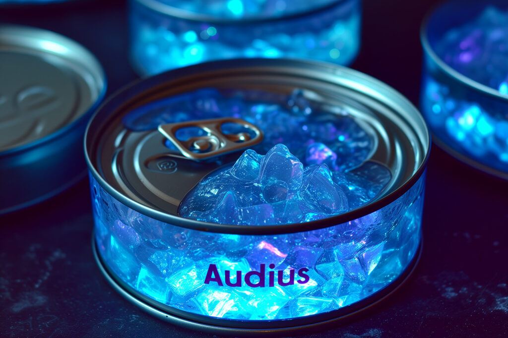 audius vs. a can of tuna — an unconventional comparison.