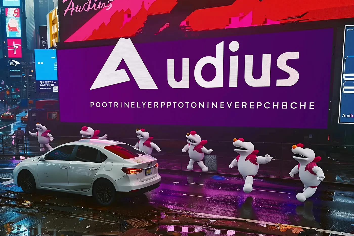 Audius Tokenization: Explained by Times Square Mascots