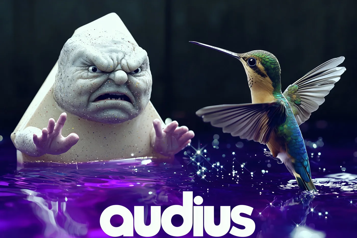 An unlikely conversation between a grumpy magnet and a vibrant hummingbird explores a whimsical concept to incentivize artists on Audius.