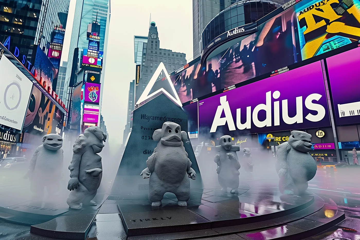 Audius Tokenization: Explained by Times Square Mascots