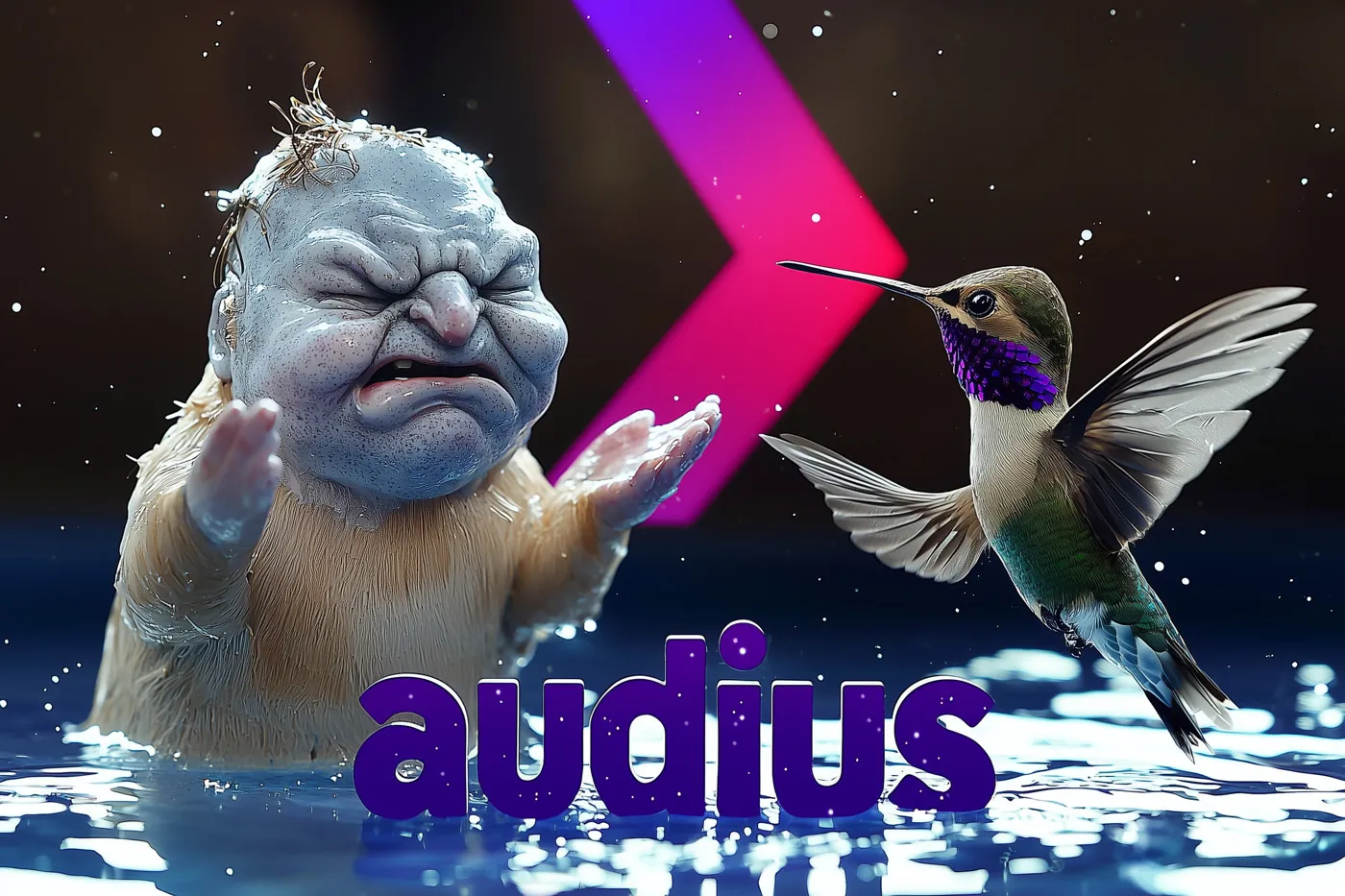 An unlikely conversation between a grumpy magnet and a vibrant hummingbird explores a whimsical concept to incentivize artists on Audius.